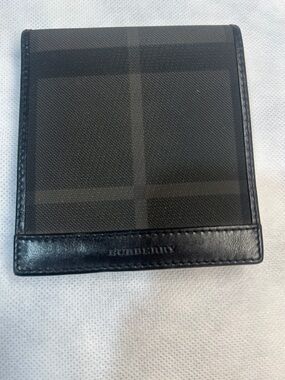 Burberry Black and Dark Gray Plaid Card Holder